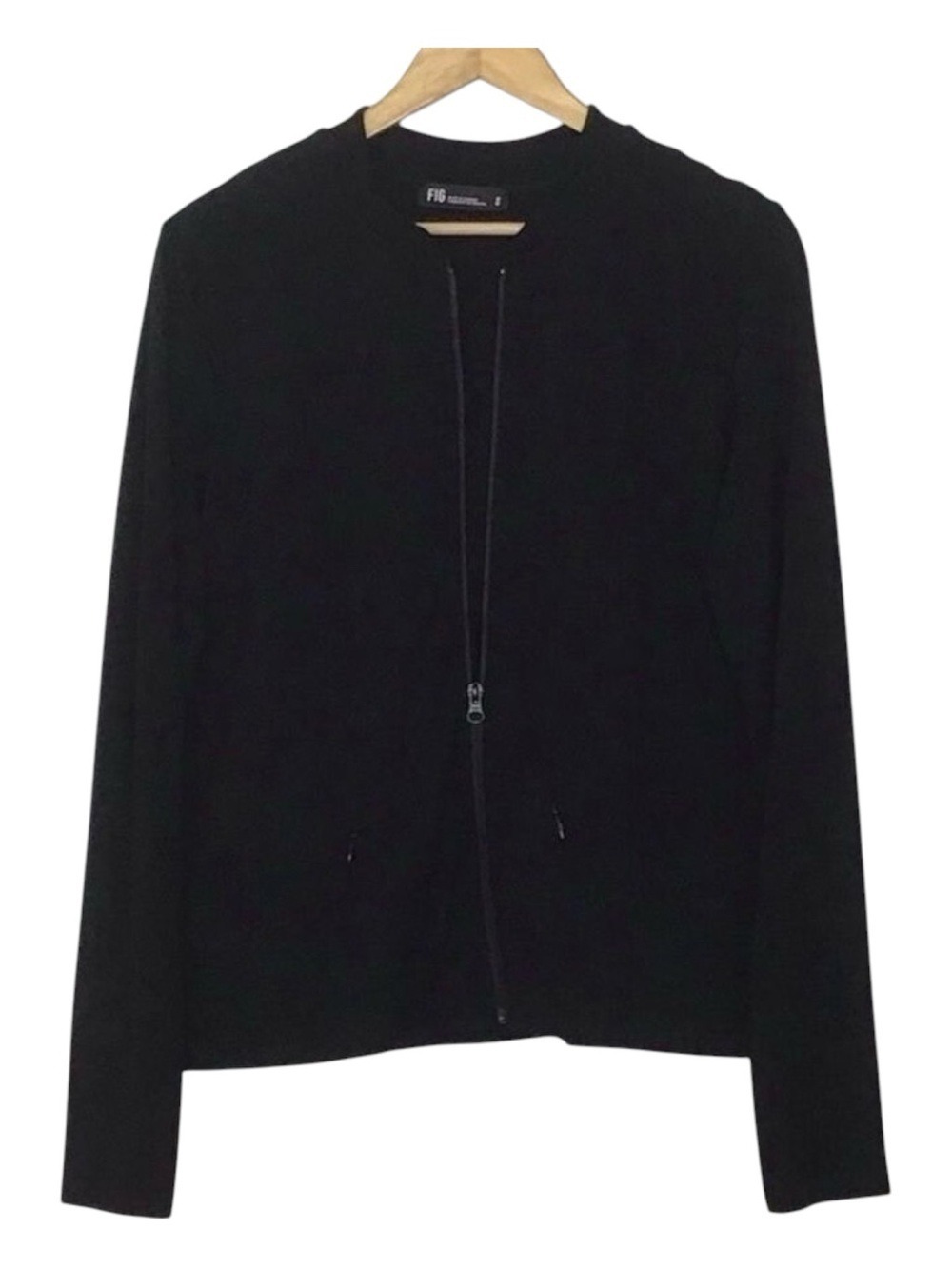 Fig Men black zip up sweater jacket contemporary soft jersey made Canada medium